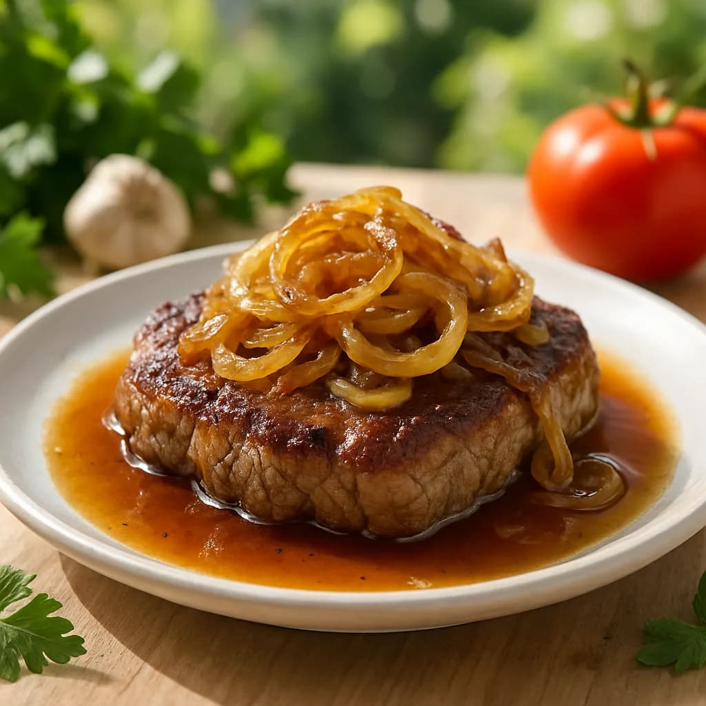 Sočni juneći steak sa karamelizovanim lukom