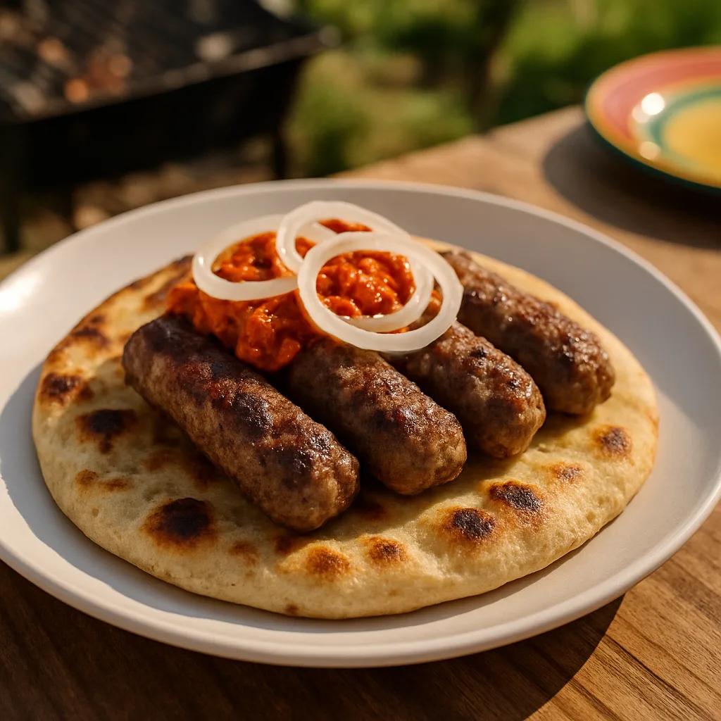 Domaći ćevapi sa lepim somunom i ajvarom