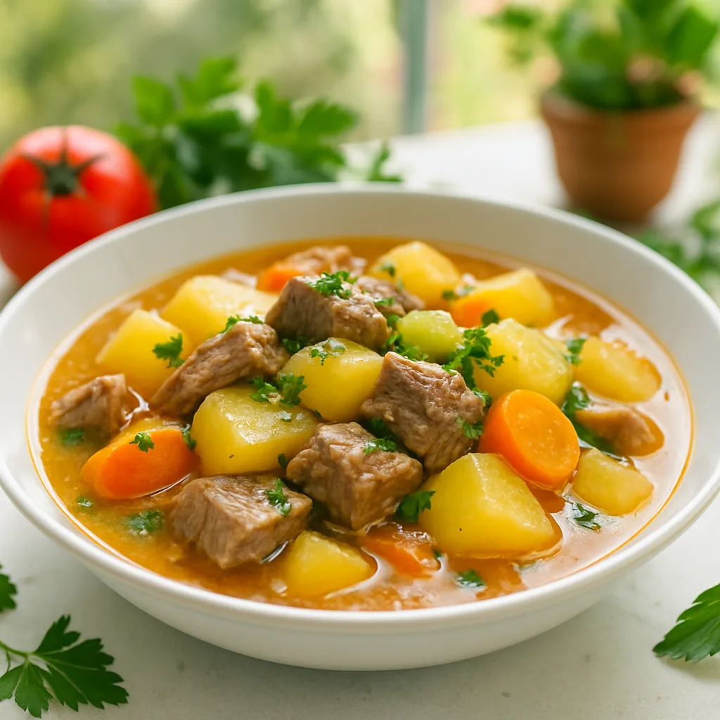 Teleći ragu sa krompirom u blagom povrtnom sosu